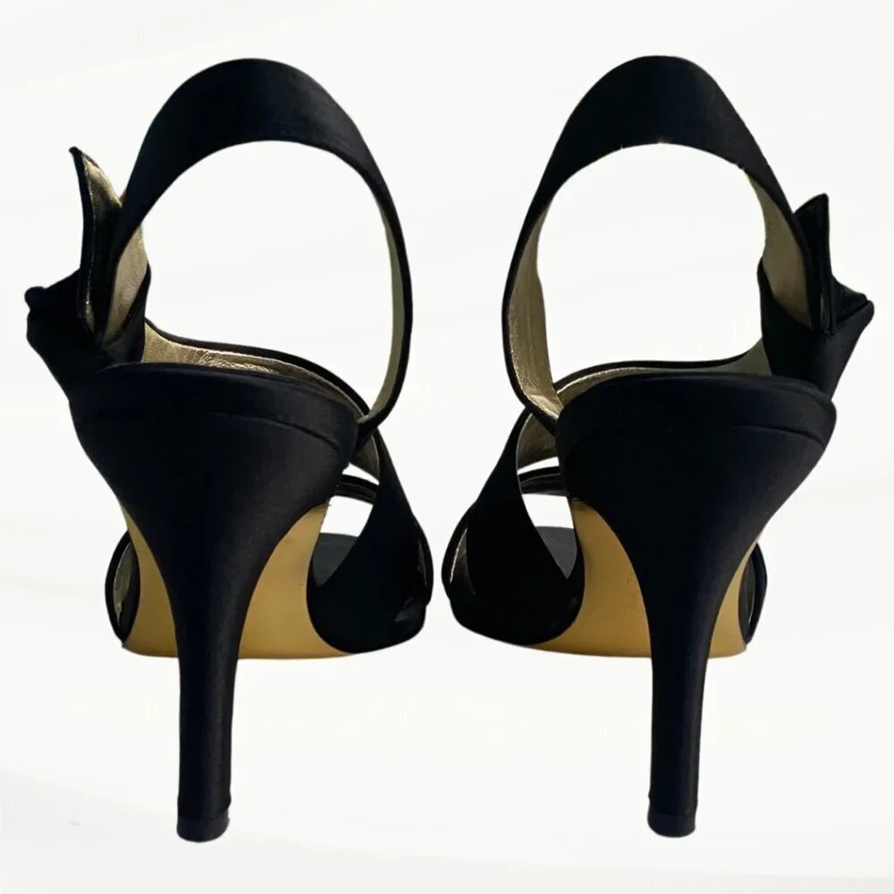 Nina Vitoria Black Luster Sandal, 3.5" Heels, Size 7.5 M US, 37.5 EU - Picture 4 of 11